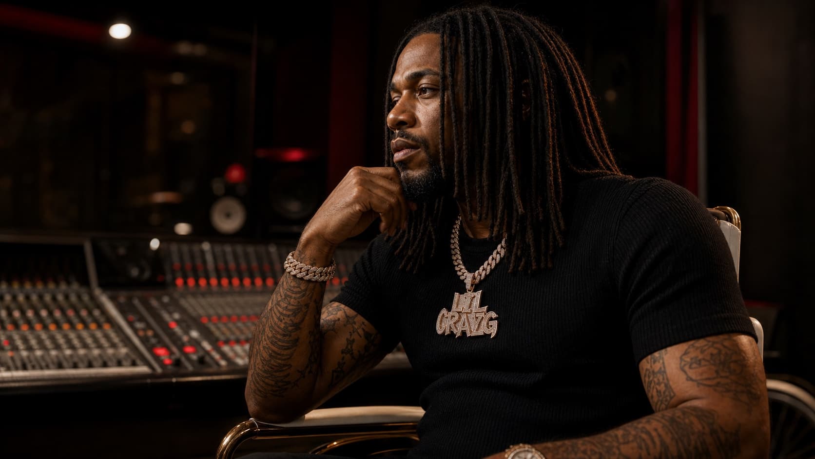 Side-profile studio portrait of Lil Craig Of 2Reel